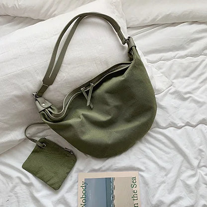 Large Capacity Canvas Shoulder Bag for Women – Korean Casual Crossbody Bag
