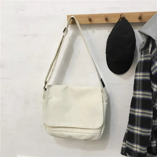 Japanese Style Canvas Messenger Bag – Large Capacity Student Shoulder Bag