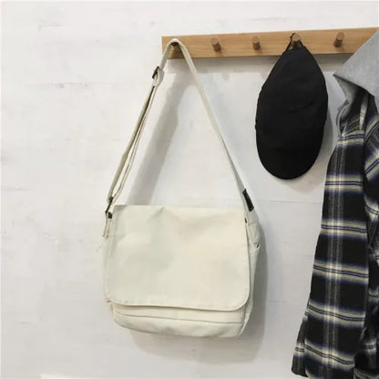 Japanese Style Canvas Messenger Bag – Large Capacity Student Shoulder Bag