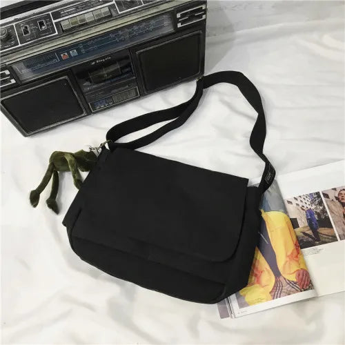 Japanese Style Canvas Messenger Bag – Large Capacity Student Shoulder Bag