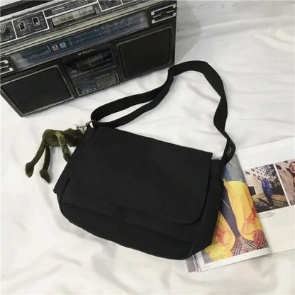 Japanese Style Canvas Messenger Bag – Large Capacity Student Shoulder Bag