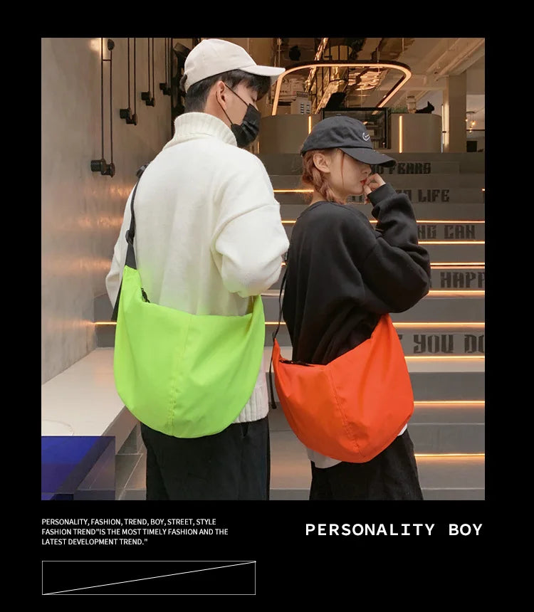 Large Capacity Nylon Crossbody Bag – Casual Campus Shoulder Bag for Students