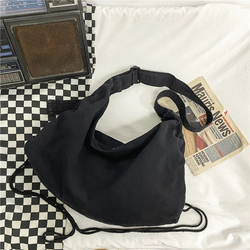 Large Capacity Canvas Shoulder Bag for Women – Casual Student Messenger Bag