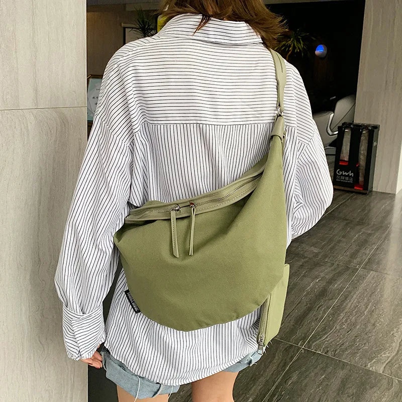 Large Capacity Canvas Shoulder Bag for Women – Korean Casual Crossbody Bag