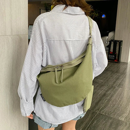 Large Capacity Canvas Shoulder Bag for Women – Korean Casual Crossbody Bag