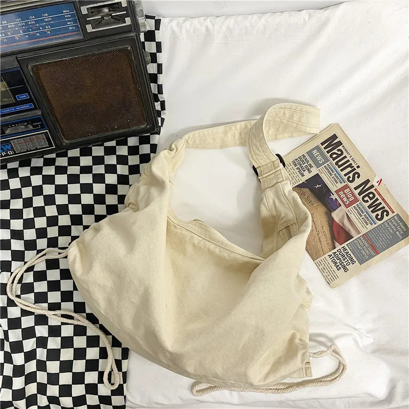 Large Capacity Canvas Shoulder Bag for Women – Casual Student Messenger Bag