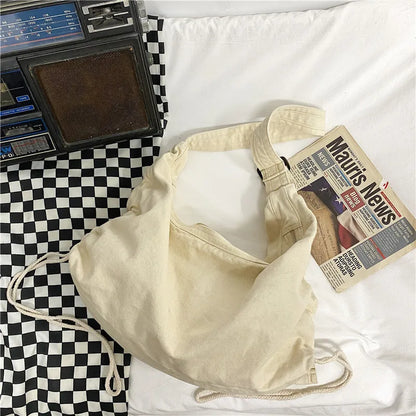 Large Capacity Canvas Shoulder Bag for Women – Casual Student Messenger Bag