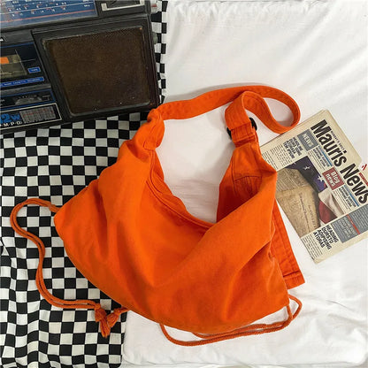 Large Capacity Canvas Shoulder Bag for Women – Casual Student Messenger Bag