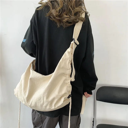 Large Capacity Canvas Shoulder Bag for Women – Casual Student Messenger Bag