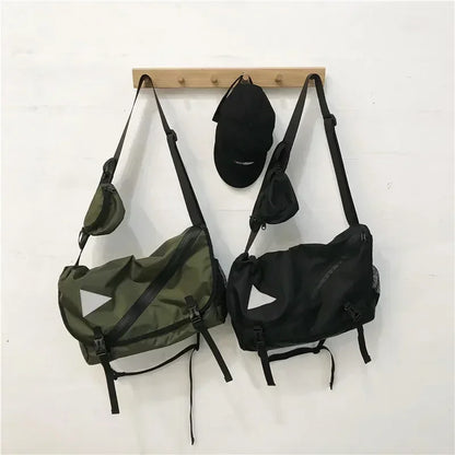 Nylon Retro Messenger Bag – Unisex Campus Shoulder Bag for Outdoor Use